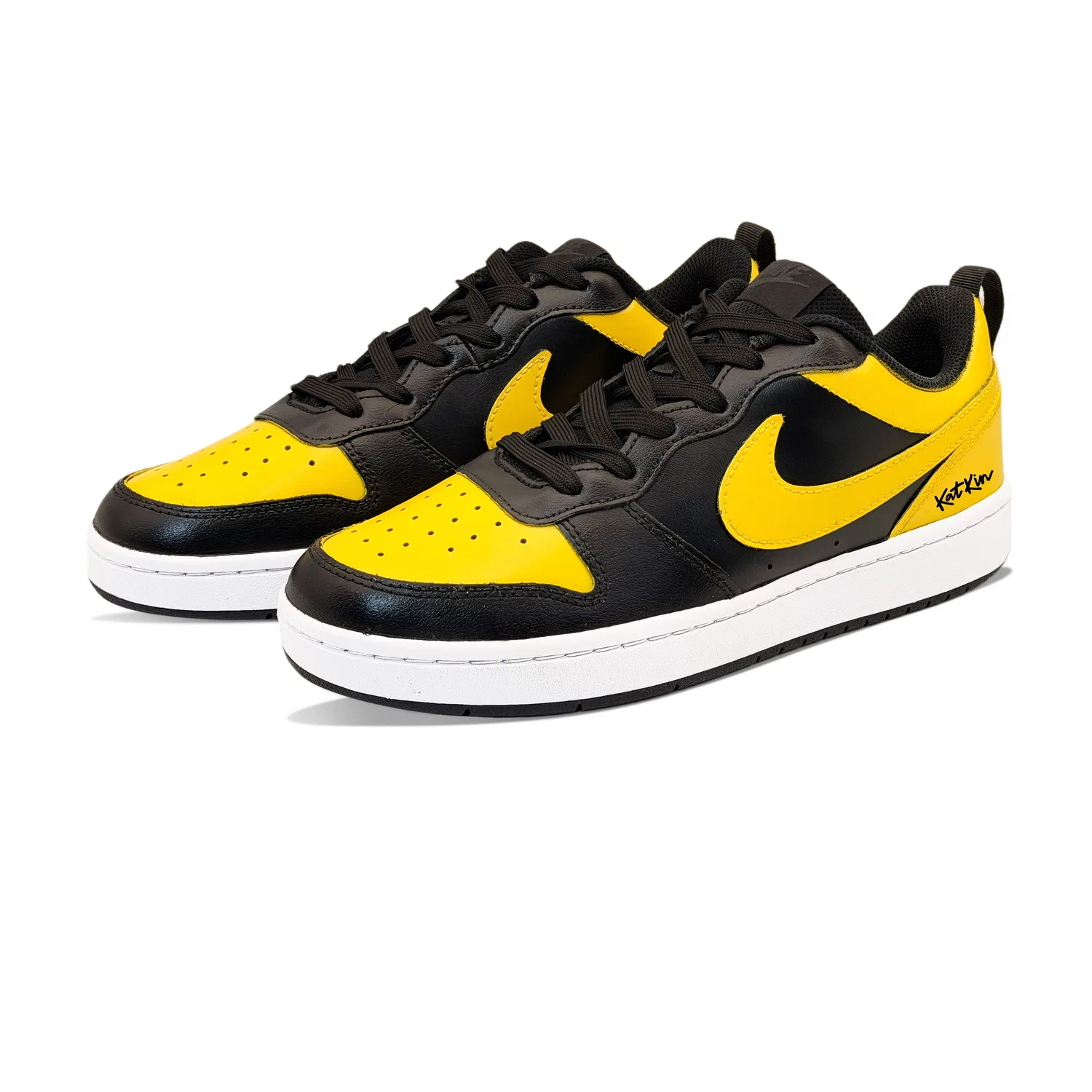 Кроссовки для скейтбординга детские Court Borough Bumblebee Leather Low top Yellow Black Teenagers Nike — фото 4