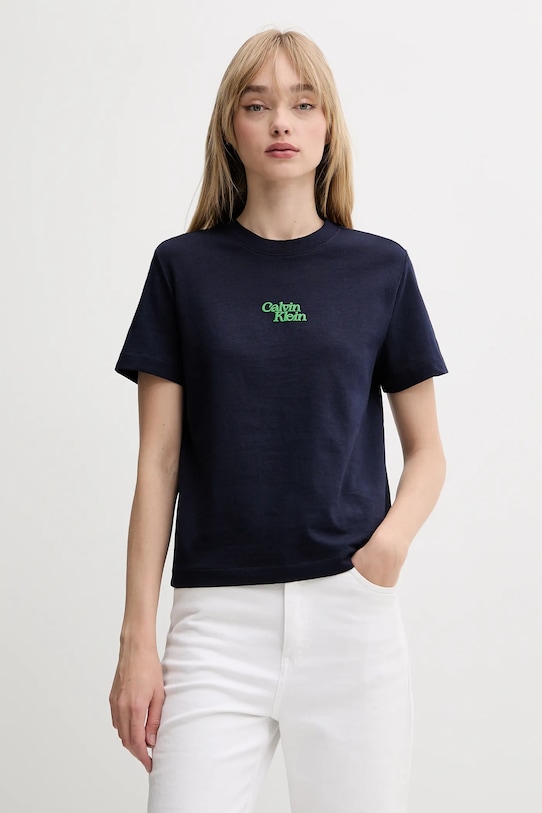 

Хлопковая футболка Calvin Klein Jeans, темно-синий