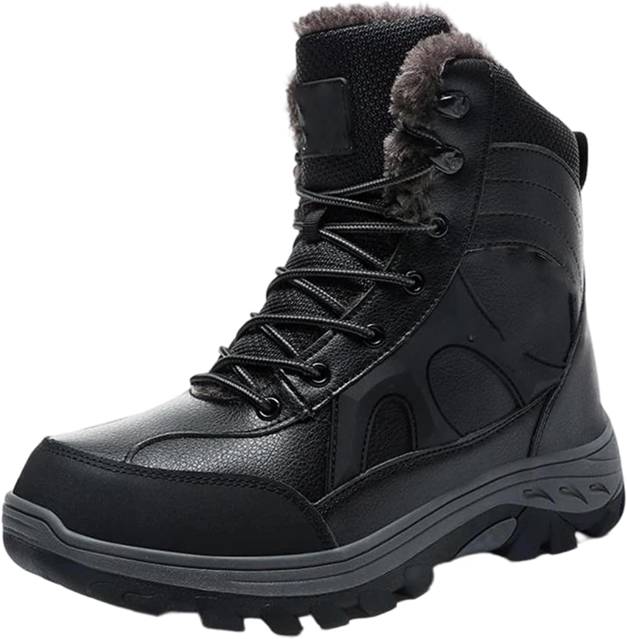 

Мужские водонепроницаемые теплые снежные ботинки Alloaone с шнуровкой, устойчивые к скольжению, удобные для прогулок, походов и работы на открытом воздухе, черный