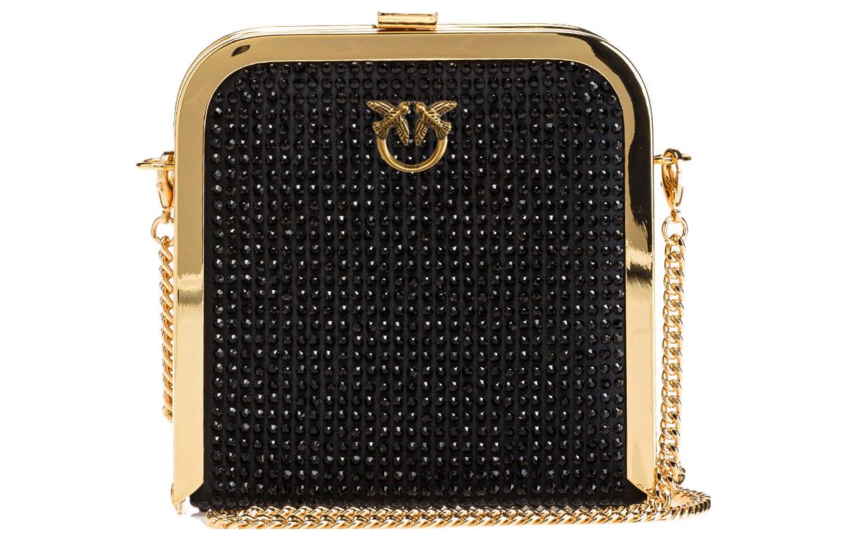 

PINKO Полиэстеровая сумочка кроссбоди через плечо миниатюрная женская черная