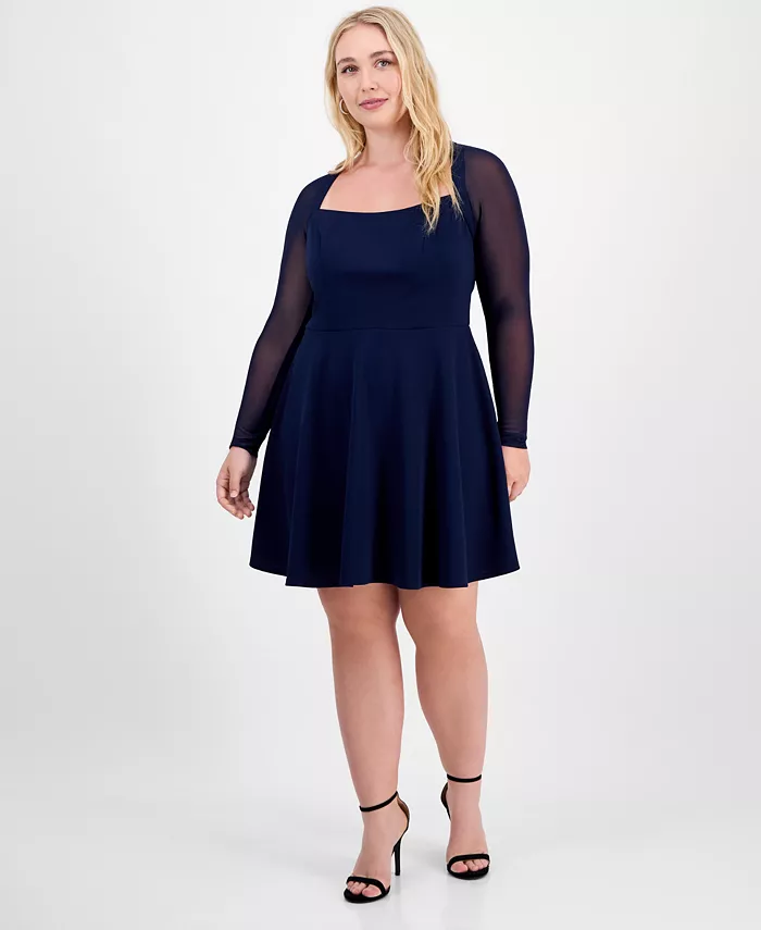 

Модное платье больших размеров с квадратным вырезом на спине City Studios, синий