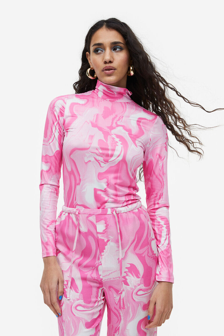 

Топ из джерси с длинными рукавами H&M, розовый