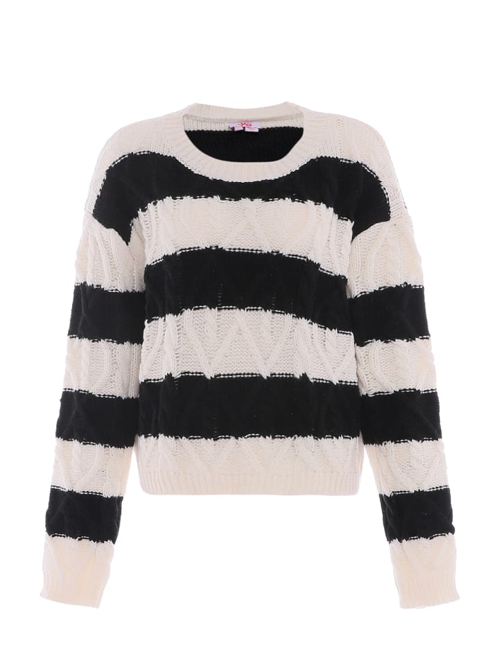 

Женский вязаный свитер в кремово-белом и черном цветах myMo