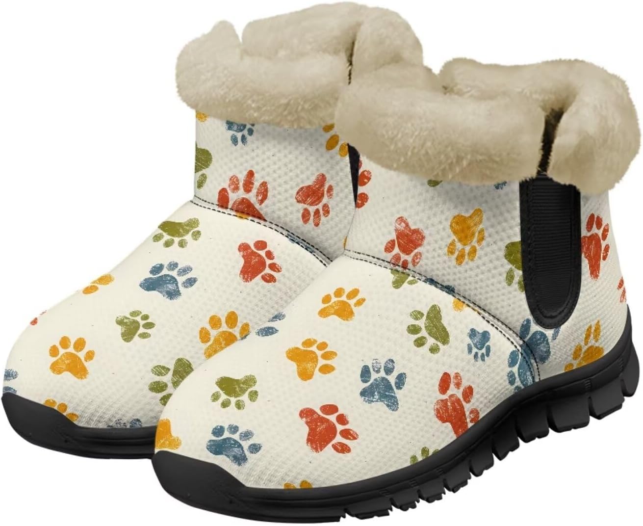 

Женские и мужские зимние ботинки с теплой плюшевой подкладкой, утепленные ботильоны с противоскользящей подошвой для улицы, удобная зимняя обувь для повседневных поездок Noprintge, Dog Paw Print