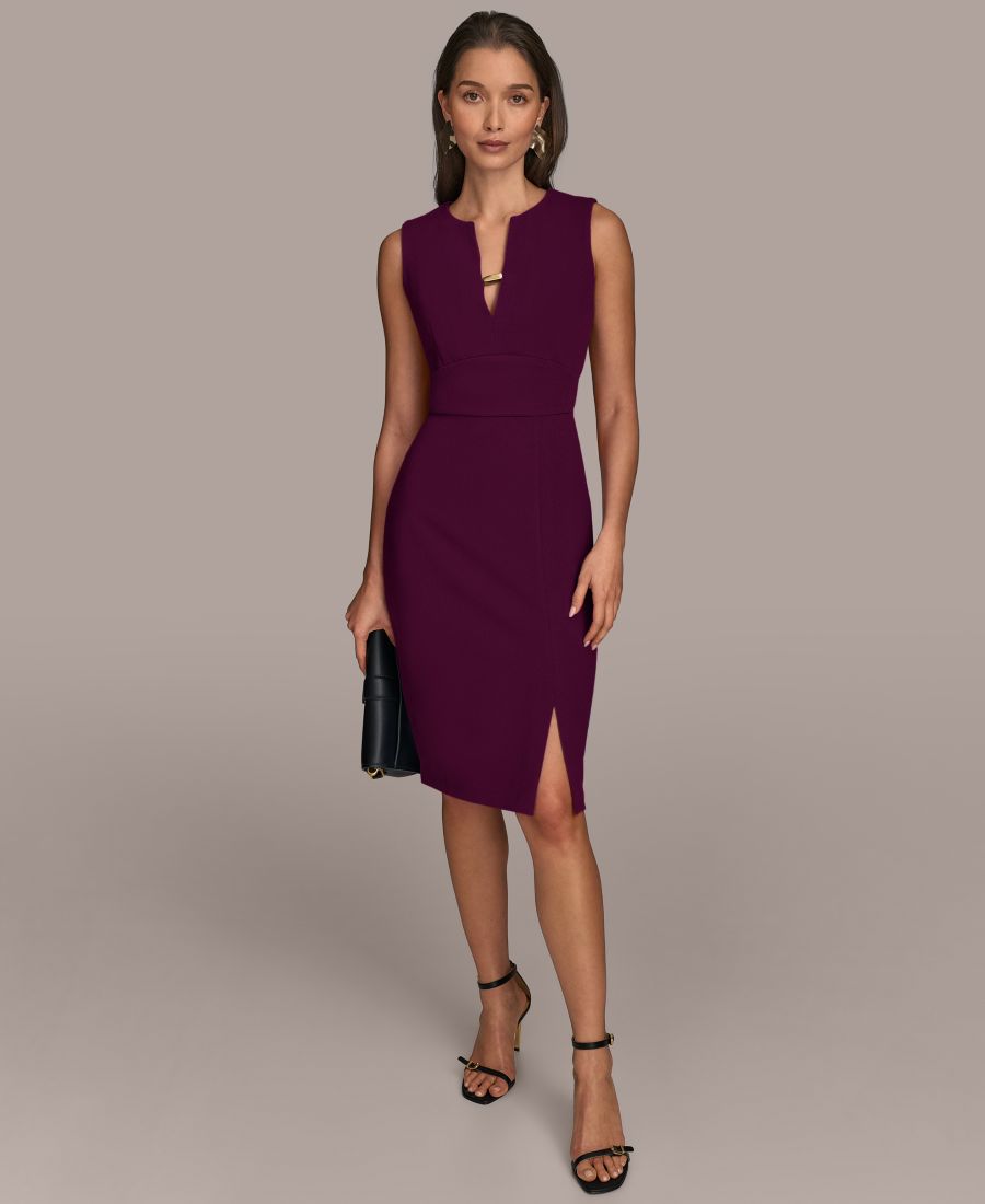 

Женское платье с V-образным вырезом и фурнитурой Twist Hardware Donna Karan New York, Berry