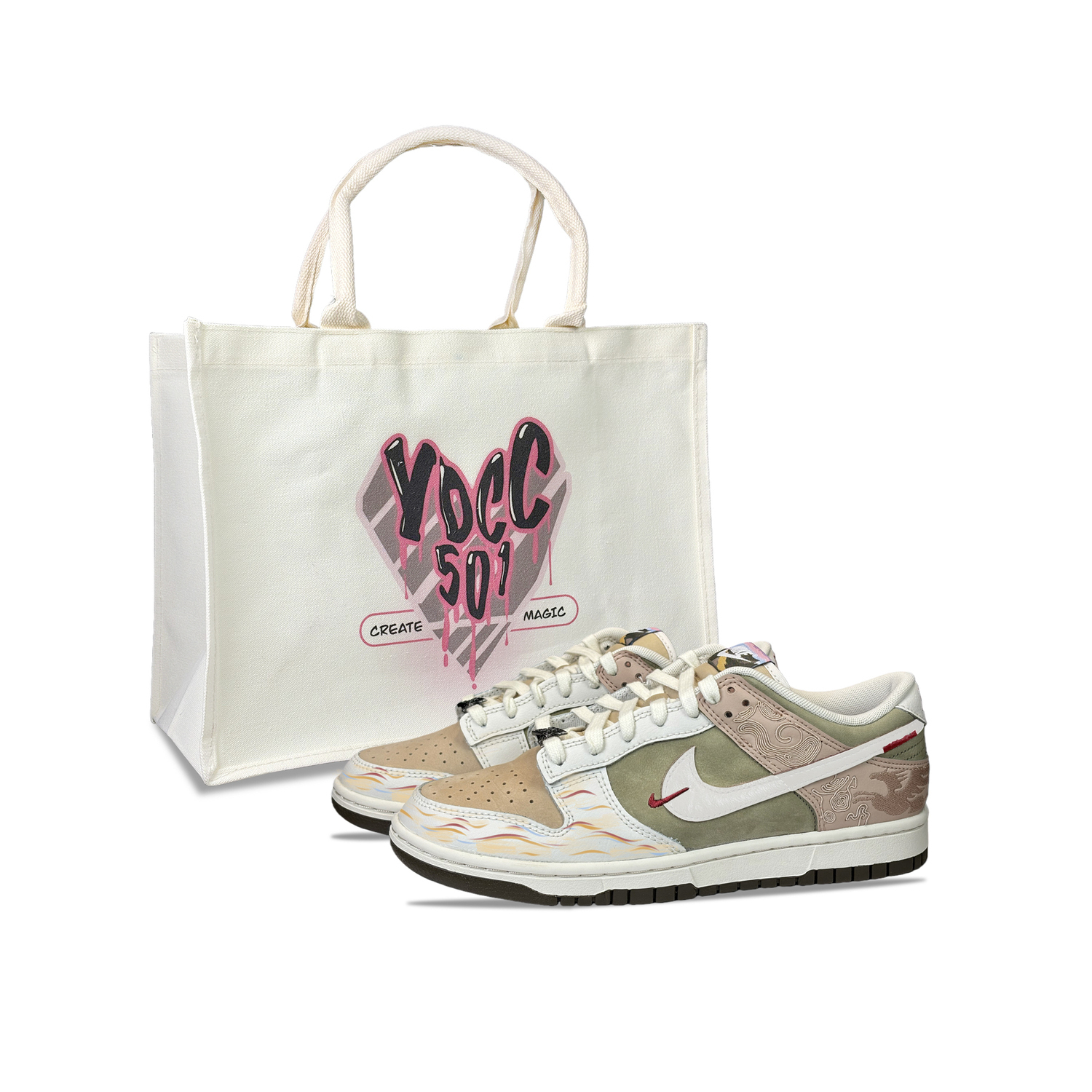 

Nike Кроссовки для скейтбординга Dunk YDCC Cloud Pattern Pegasus, кожаные, низкие, унисекс, бежево-коричневый