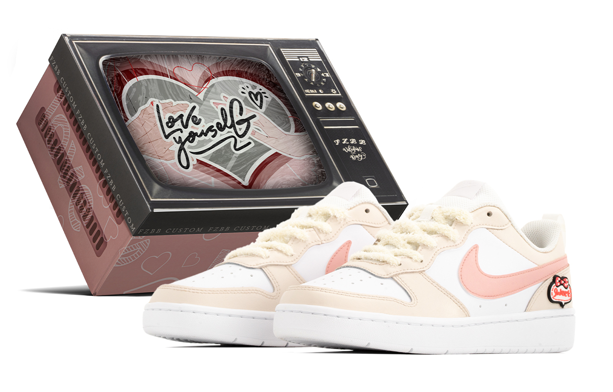 

Nike Court Borough Low 2 Slip Resistant Cushioning Abrasion Resistant низкие детские скейтбординг кроссовки Pink White