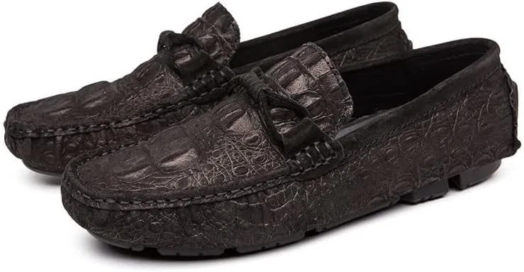 Лоферы крокодиловая текстура Nubuck Leather Classic Slip On, черный — фото 3