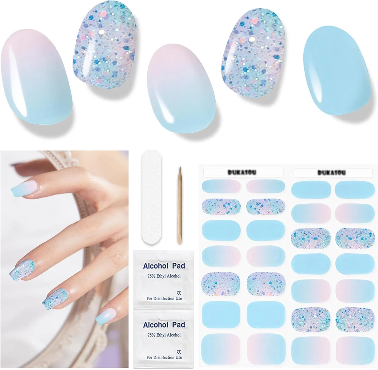Набор УФ-фольги для ногтей Dukasou, Lightblue