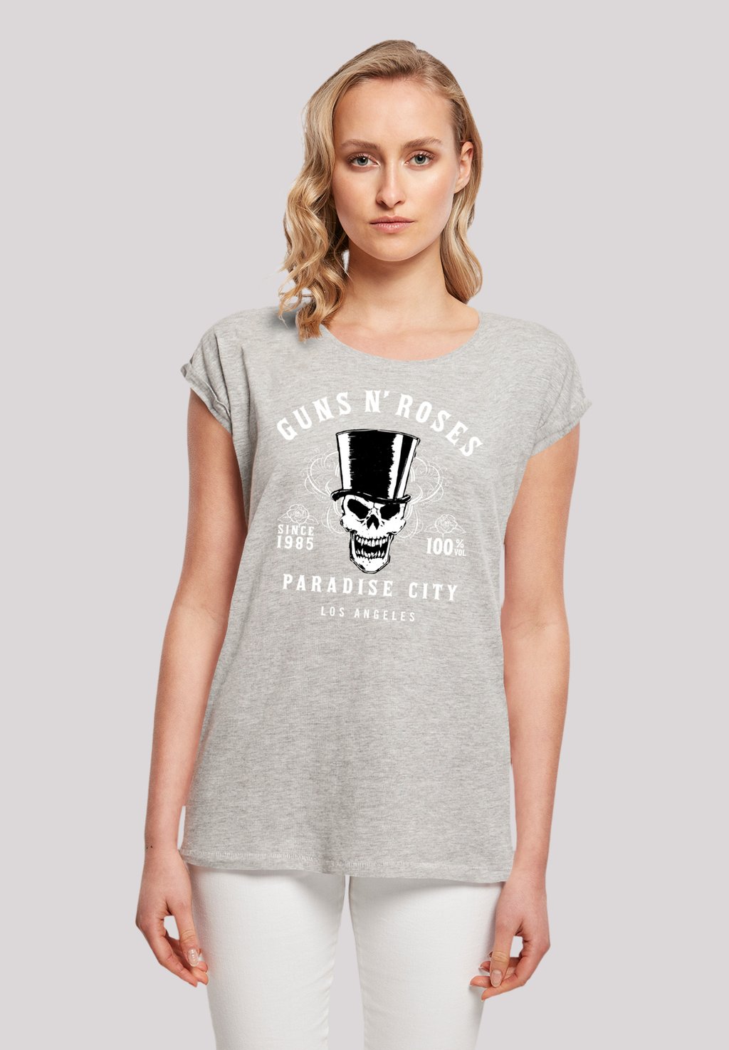 

Футболка с принтом GUNS 'N' ROSES WHISKEY LABEL ROCK BAND F4NT4STIC, серый