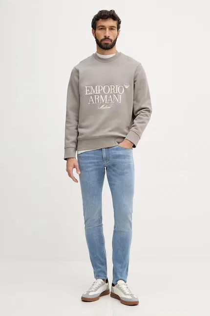 Толстовка из хлопка Emporio Armani, бежевый — фото 2