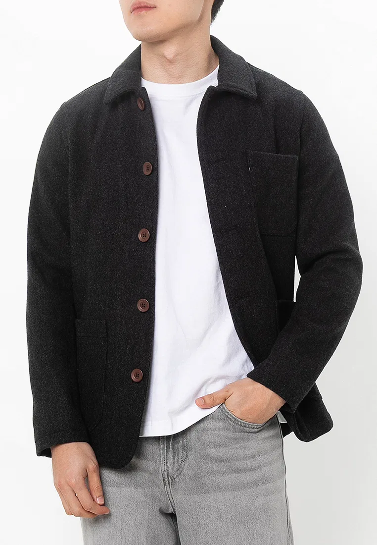 Рубашка, текстурированная, с длинным рукавом, Merchant Superdry, цвет Charcoal