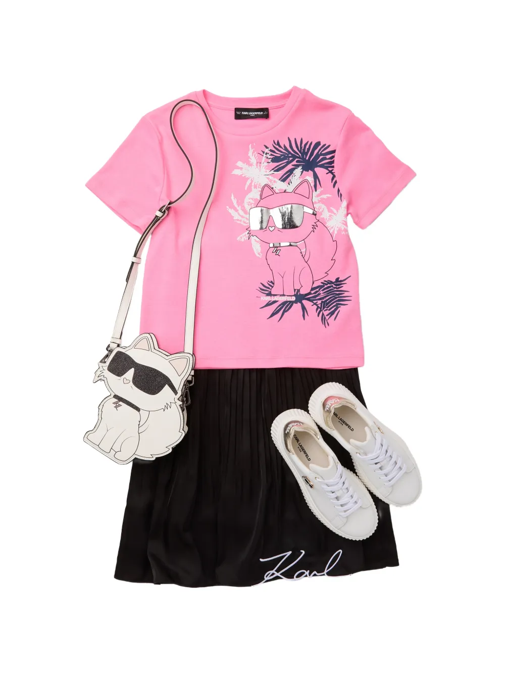 Футболка с графичным принтом Karl Lagerfeld Kids, розовый — фото 4