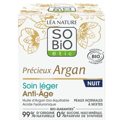 Крем для лица So'bio Etic — LÉA NATURE SO BiO étic Light Антивозрастной ночной уход с ценным аргановым маслом, 50 мл — фото 2