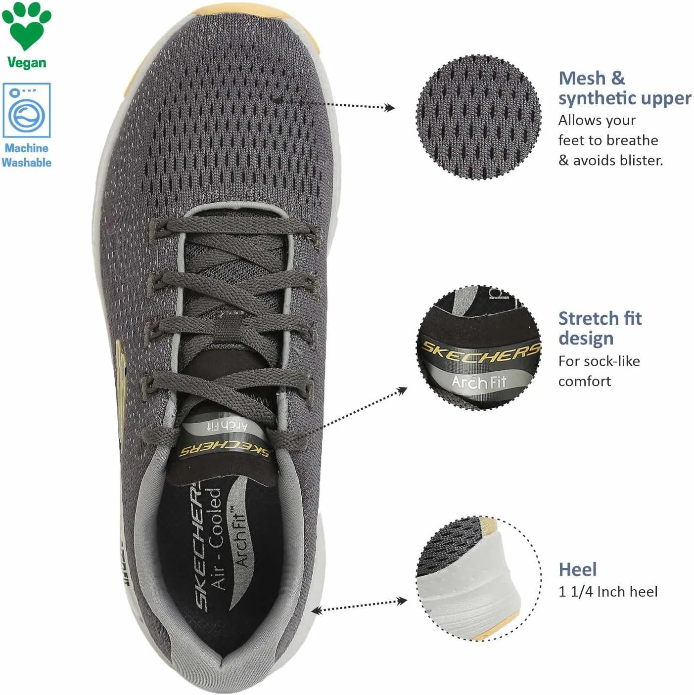 Мужские кроссовки Skechers Arch Fit Takar, угольный — фото 4
