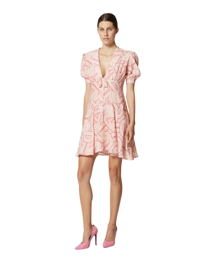 

Короткое платье с геометрическим узором и бантом по центру. Silvian Heach, мультиколор