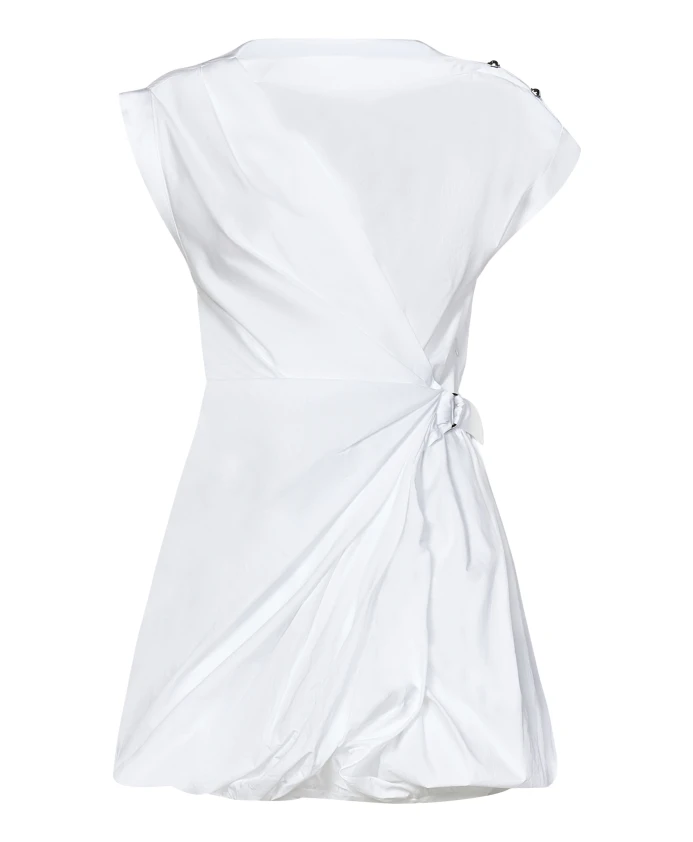 

Белое хлопковое поплиновое мини-платье с запахом Pinko, белый