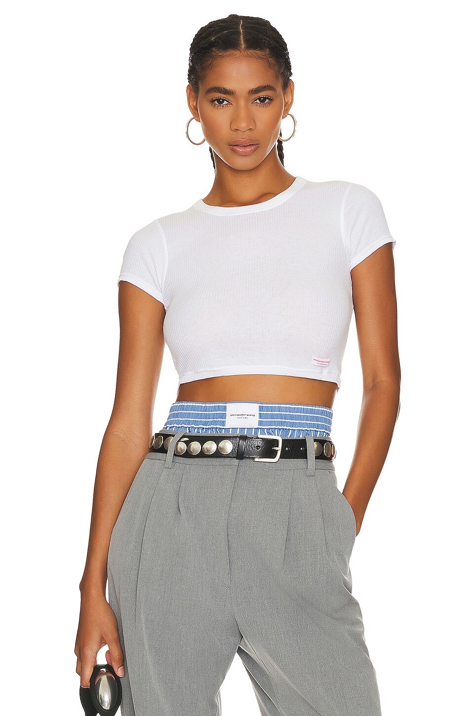 

Футболка Alexander Wang Cropped Short Sleeve Crewneck, белый