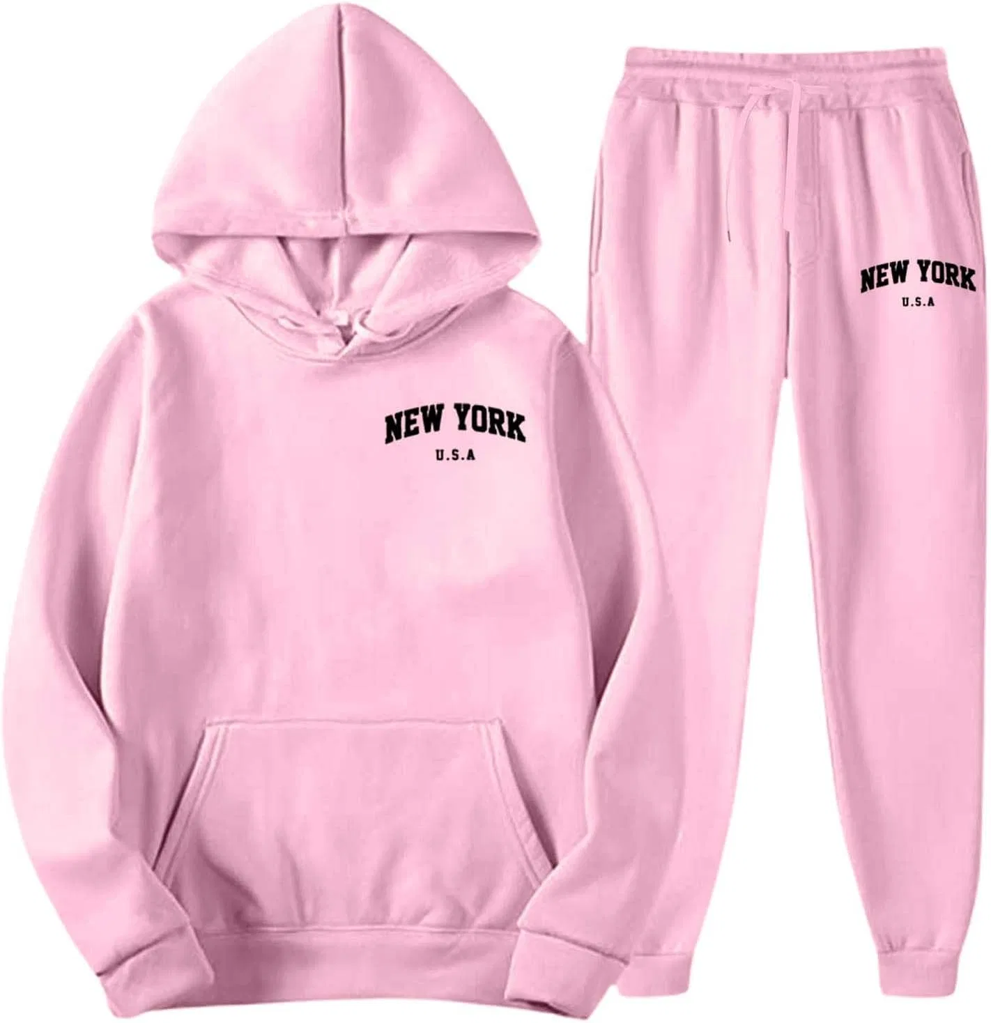 Спортивный костюм с худи и штанами, флис, Light Pink — фото 3