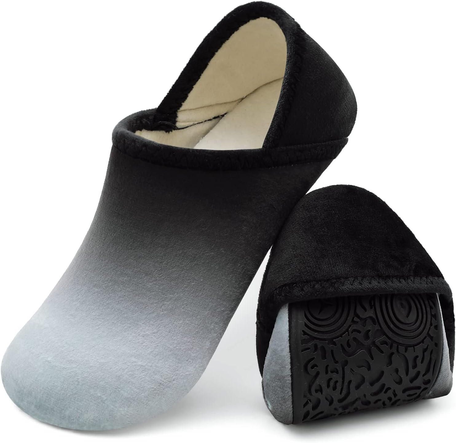 

Домашние тапочки XIHALOOK для женщин и мужчин, уютные носочные тапочки с мягкой резиновой подошвой, для дома и улицы, 3 Black Gradient