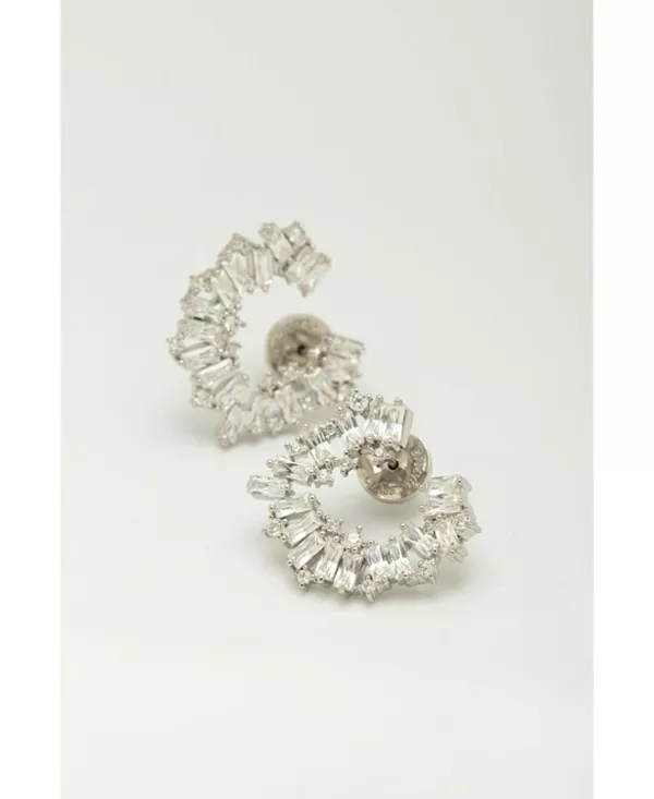 

Серьги-Гвоздики с кубическим цирконием в форме полумесяца огранки «багет» Classicharms, silver