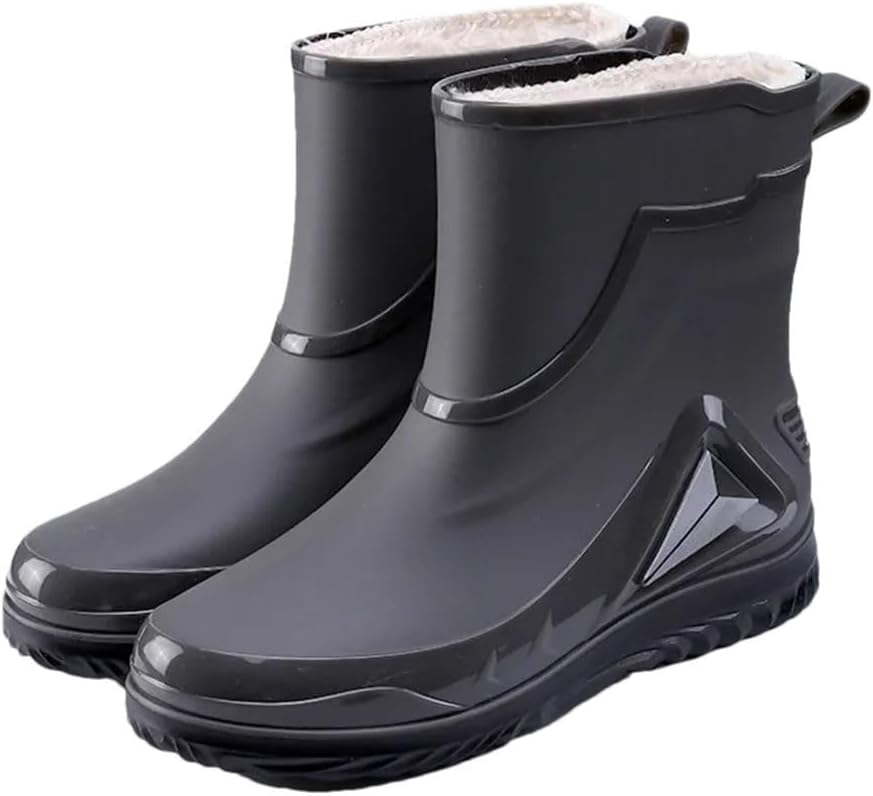 

Мужские водонепроницаемые дождевые ботинки для улицы, противоскользящие туфли, утепленные флисом, хлопковые теплые дождевые сапоги, обувь для кухни Generic, 38721