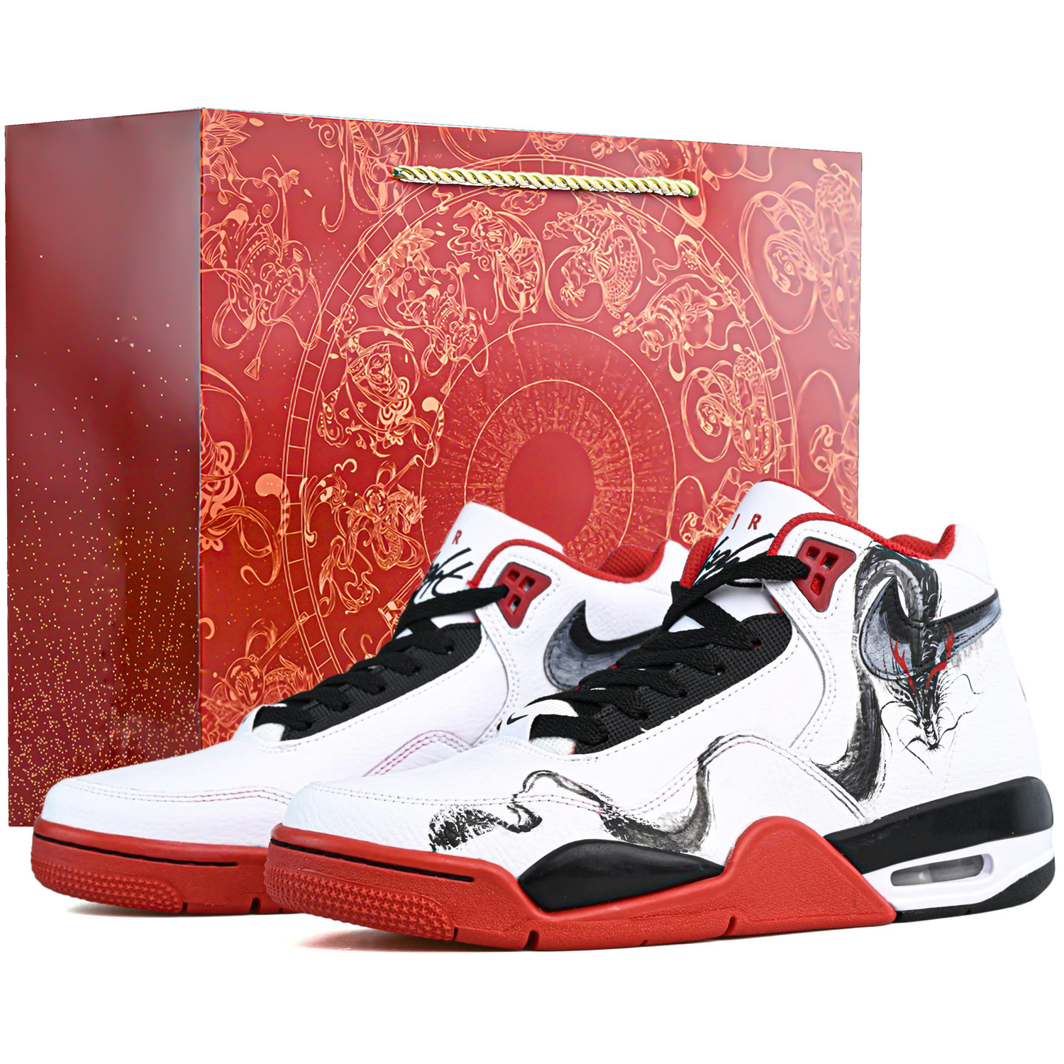 

Мужские баскетбольные кроссовки Flight Legacy средней высоты, износостойкие, с высокой посадкой, в винтажном стиле Nike, белый красный