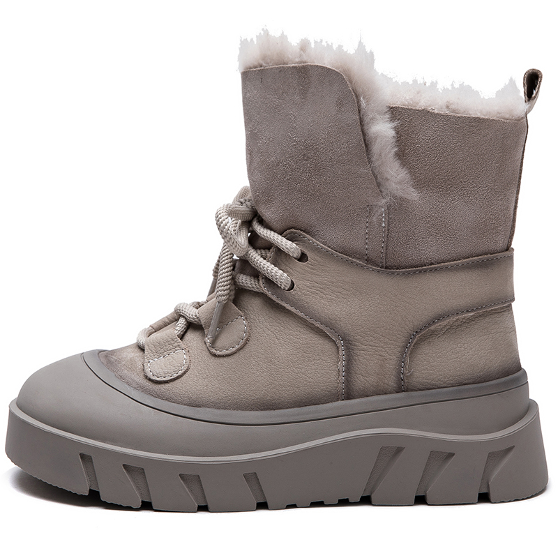 MATA Тёплые короткие зимние сапоги женские бежевые, цвет Beige