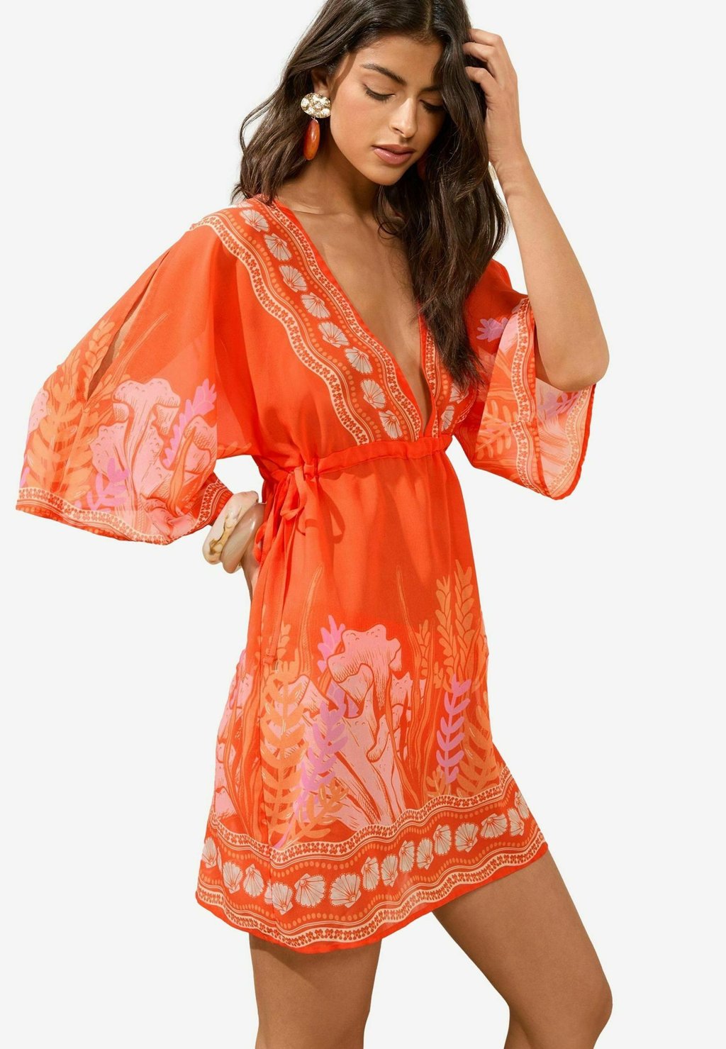 

Повседневное платье PRINTED MINI KAFTAN Lipsy, оранжевый