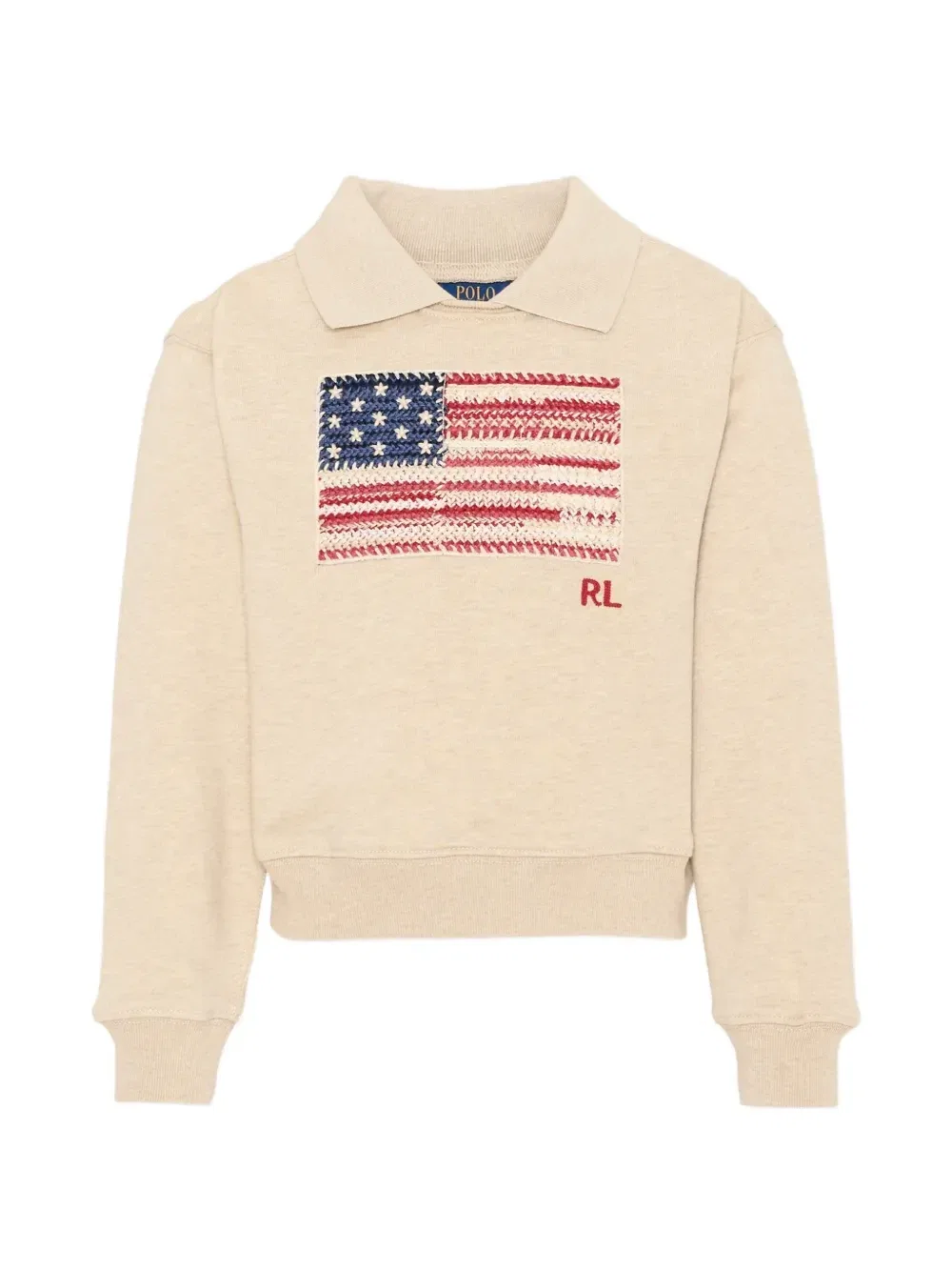 Свитер с воротником с флаговой интарсией POLO RALPH LAUREN KIDS, бежевый