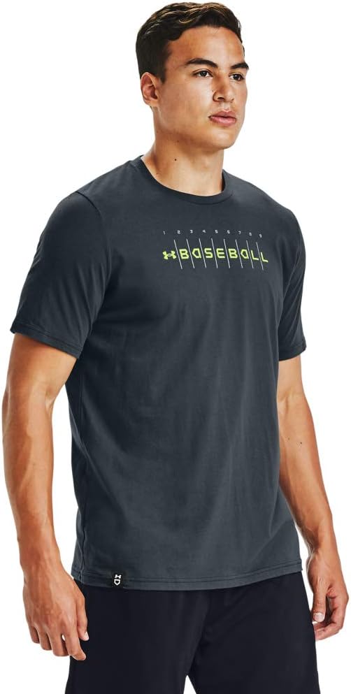 

Мужская бейсбольная футболка Under Armour Graphic T с надписью, Stealth Gray (008)/Steel