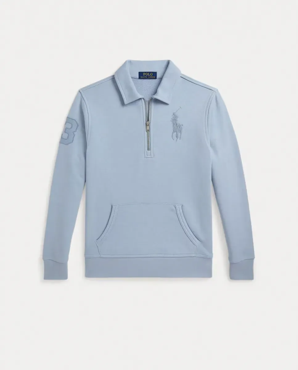 Унисекс свитшот с молнией до середины и большой вышивкой по цвету Polo Ralph Lauren, Cielo — фото 4