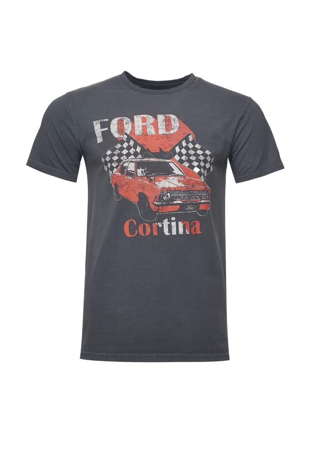 

Футболка Ford Vintage Cortina с принтом спереди в винтажном стиле Re:Covered, цвет charcoal
