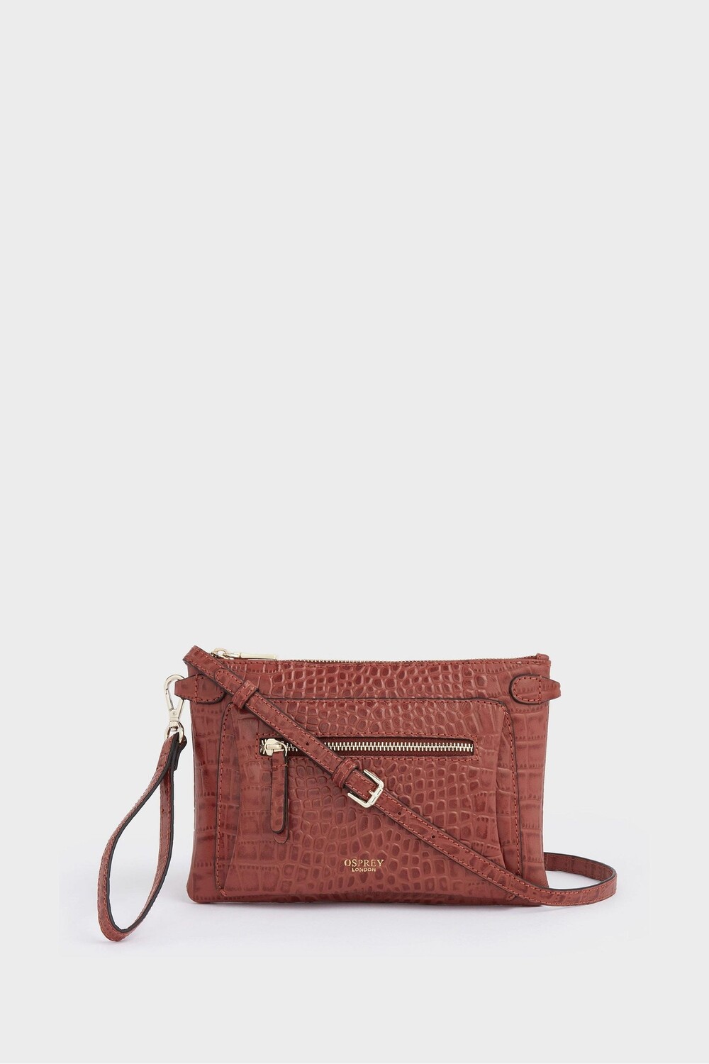 

Клатч из рубиновой кожи на длинном ремешке Osprey London, коричневый