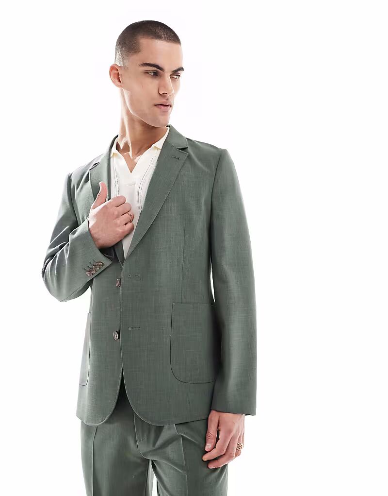 

Летний облегающий пиджак ASOS DESIGN в зеленую клетку