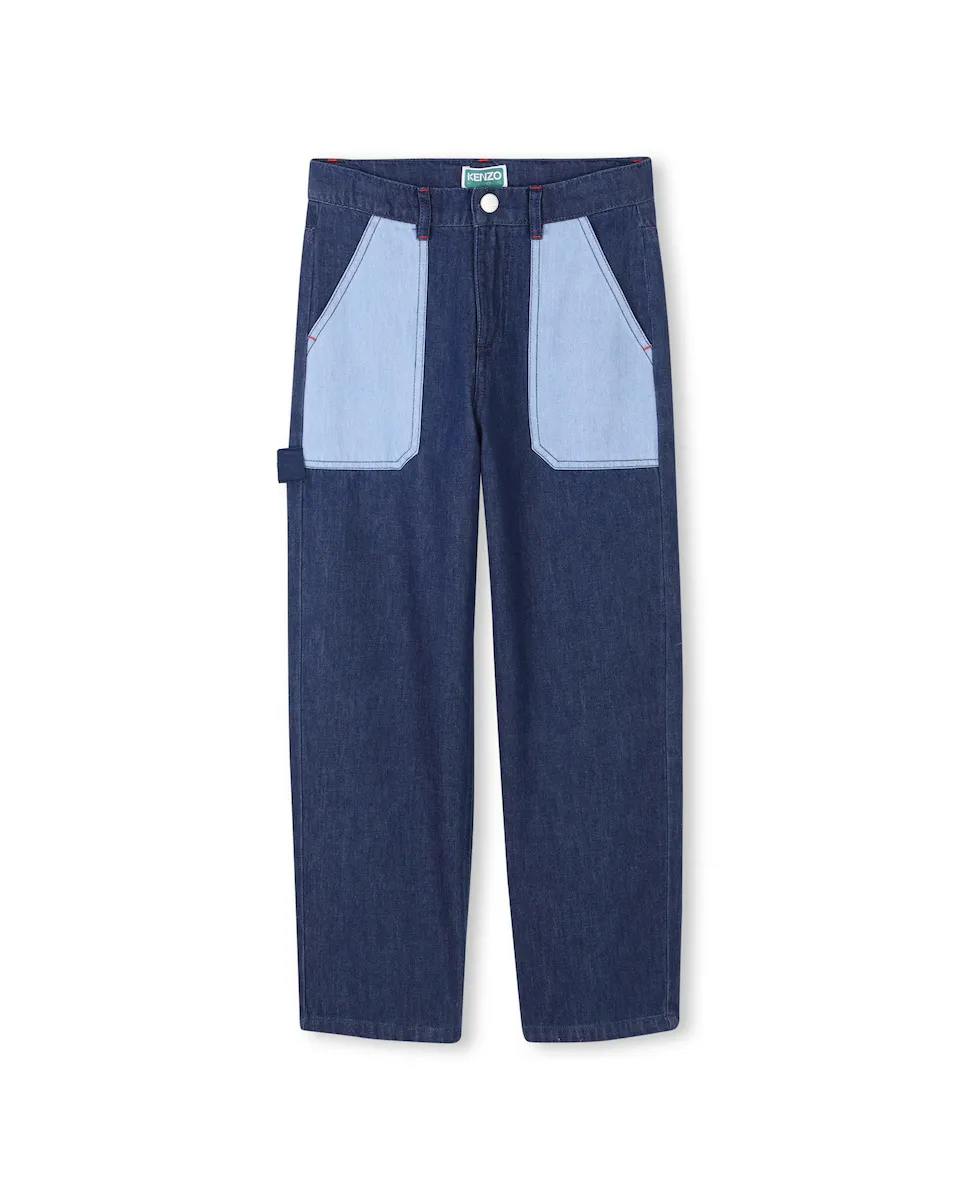 

Джинсы из хлопка Baby boy с контрастными карманами Kenzo Kids, синий