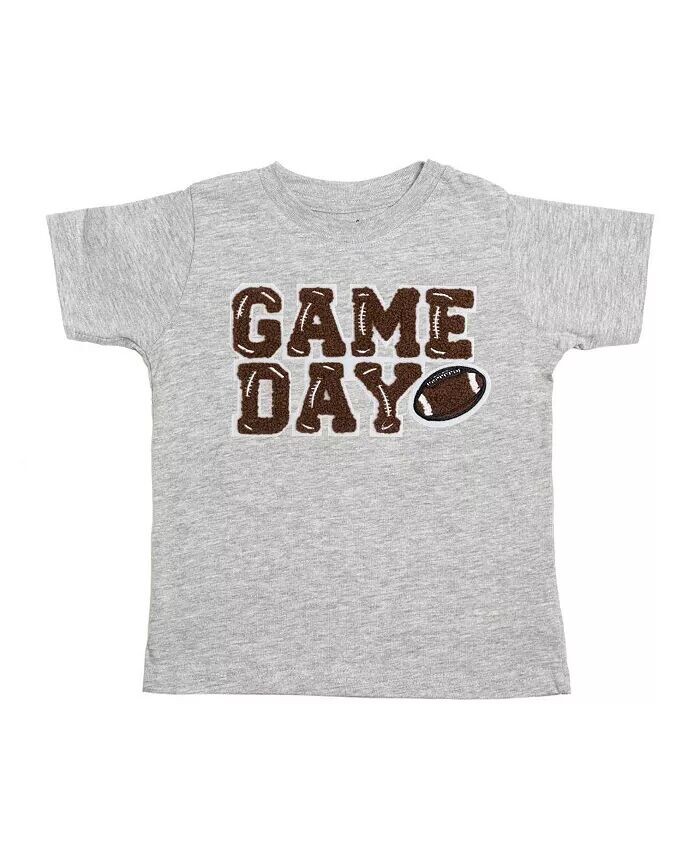 

Футболка с короткими рукавами и нашивкой Game Day для мальчиков для малышей Sweet Wink, серый