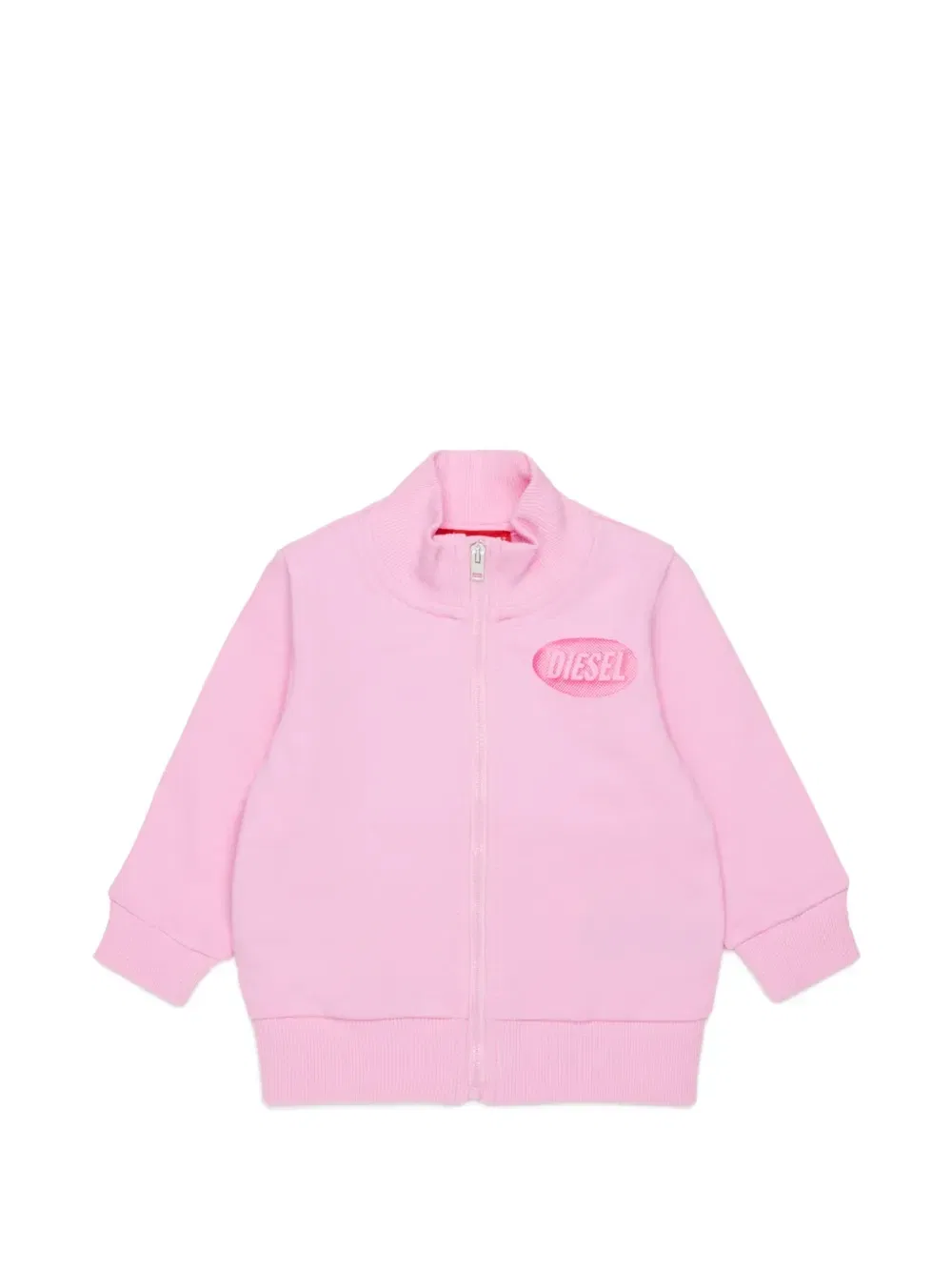 Свитер на молнии с принтом-логотипом Diesel Kids, розовый
