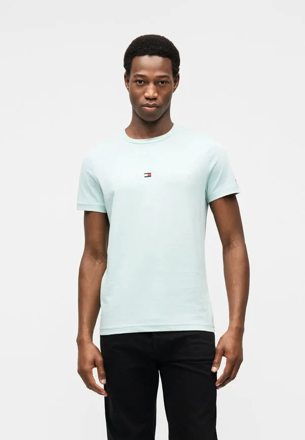 Футболка с вышитым логотипом, облегающая футболка с принтом. Tommy Hilfiger, Crushed Mint