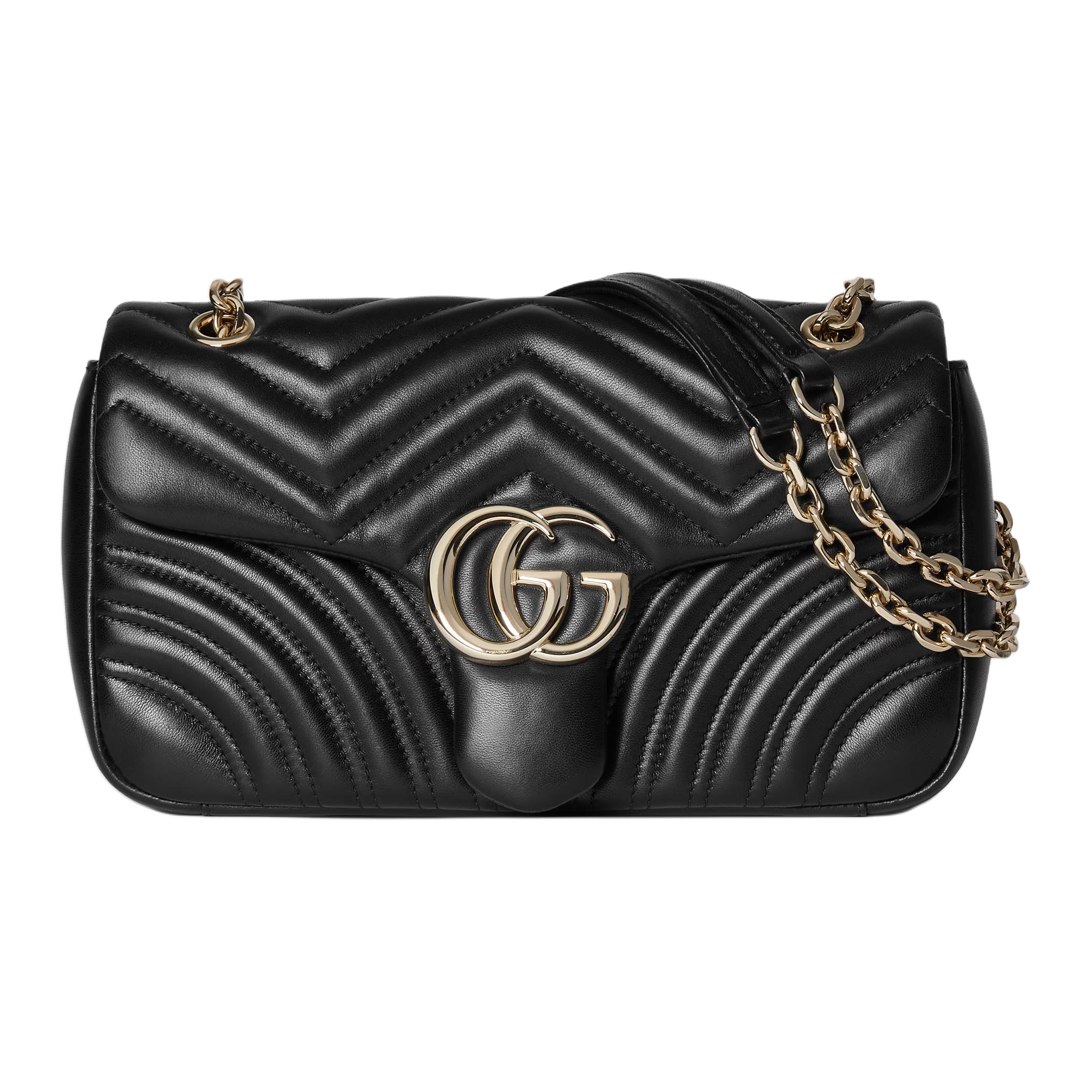 

GUCCI Сумка GG Marmont из ягненка среднего размера черная женская