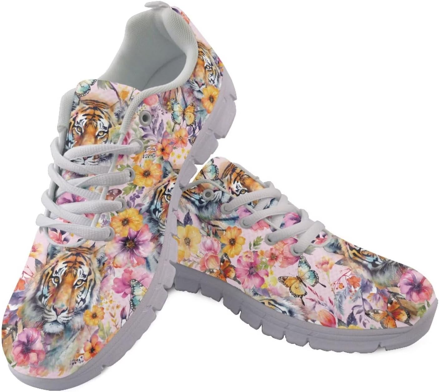 

Мужские удобные кроссовки PinUp Angel с графическим дизайном, дышащей сеткой, для повседневной ходьбы, Floral Butterfly Tiger