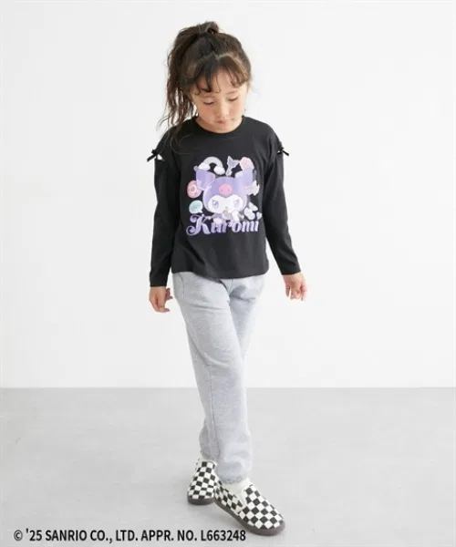 Футболка для девочек Sanrio с длинным рукавом с принтом Kuromi розовая — фото 4