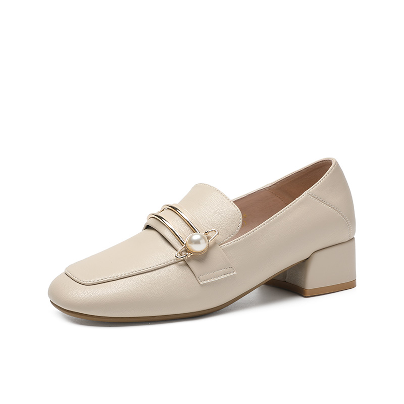 ZHR Лоферы женские черные/бежевые/абрикосовые бежевые, цвет Beige