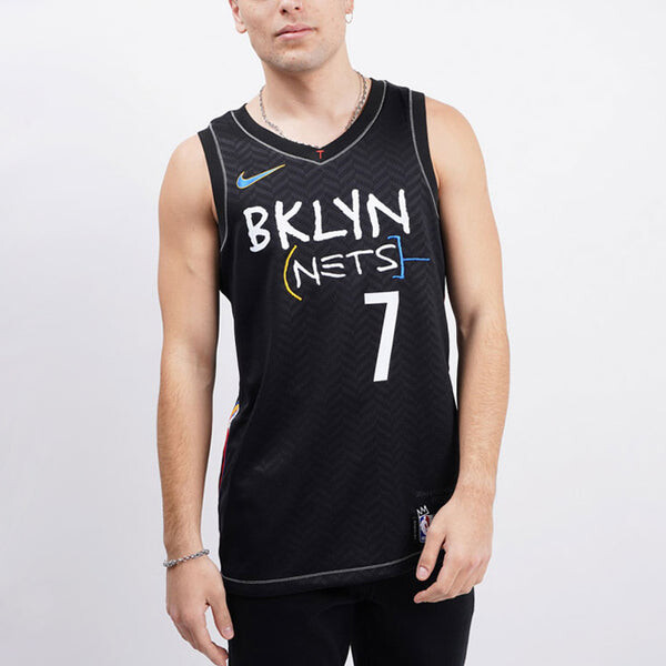 Футболка мужские nba city edition sports basketball жилет sw brooklyn nets durant 7 Nike, черный — фото 3