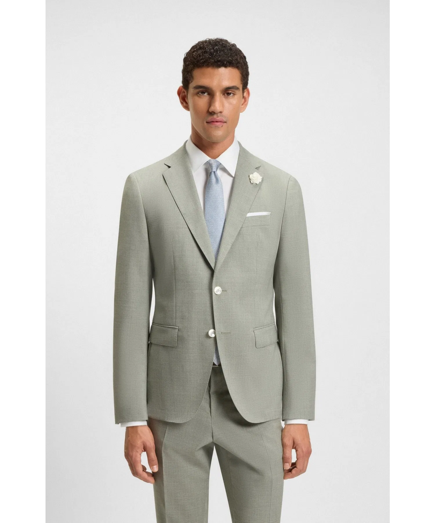 Мужской пиджак BOSS Slim Fit из шерсти тёмно-зелёный