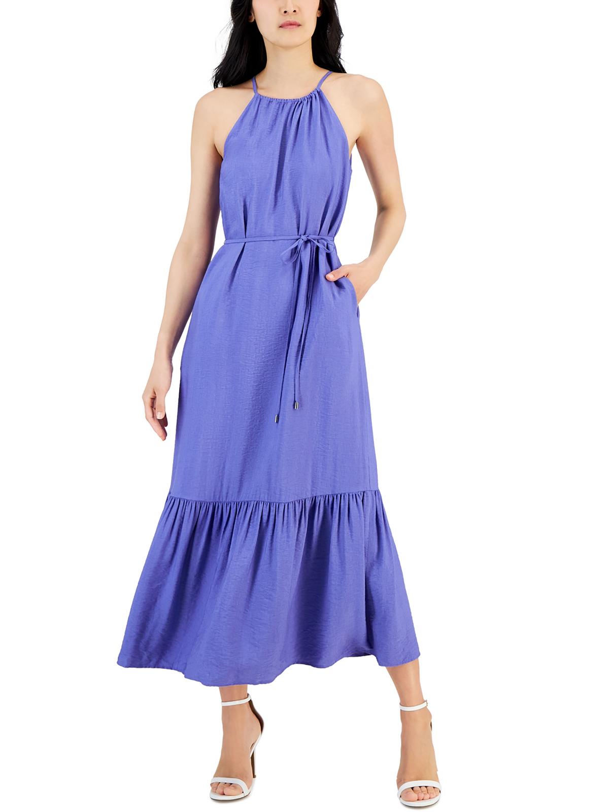 

Женское многослойное длинное платье макси Anne Klein, цвет blue iris