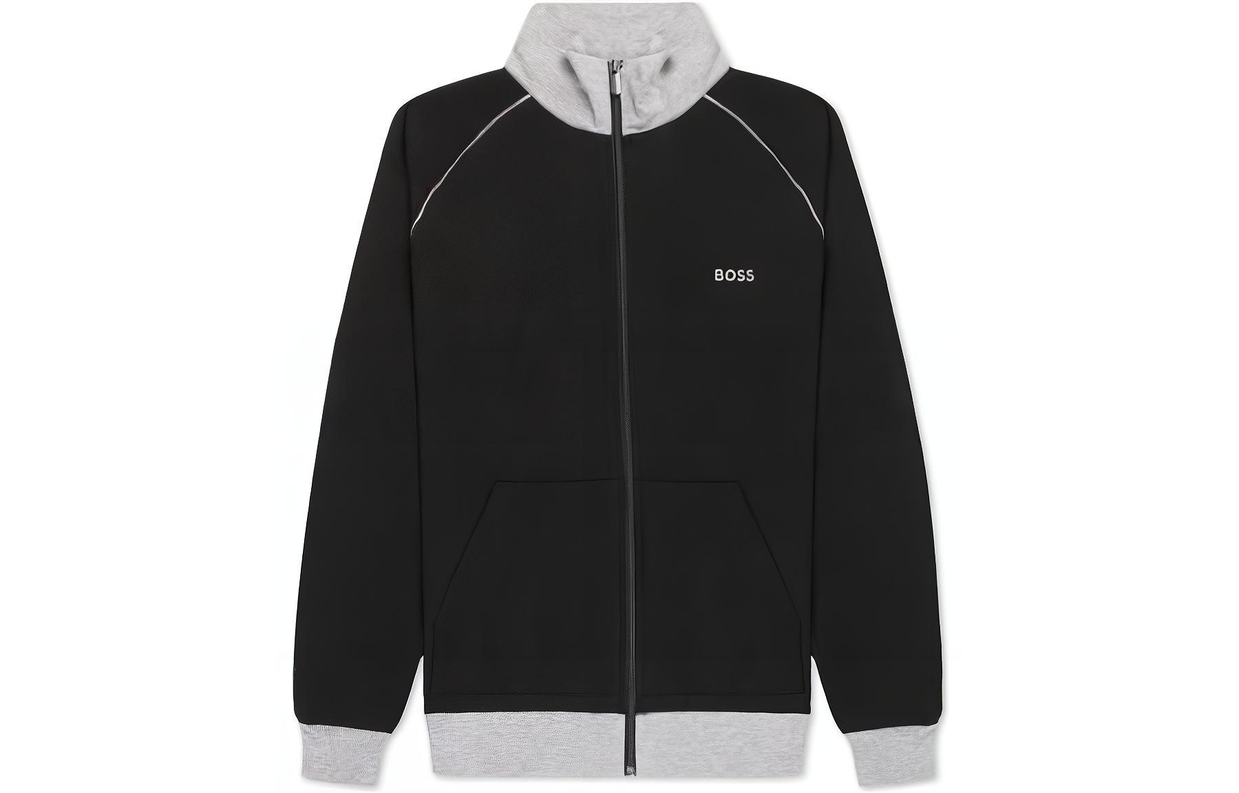 

HUGO BOSS Мужская куртка на молнии с вышитым логотипом, модель FW22, черная