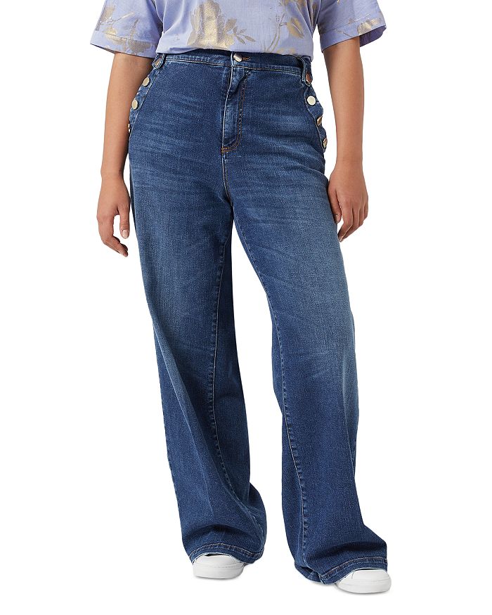 

Спортивные джинсы Lembi High Rise Wide Leg Trouser в темно-синем цвете Marina Rinaldi, синий