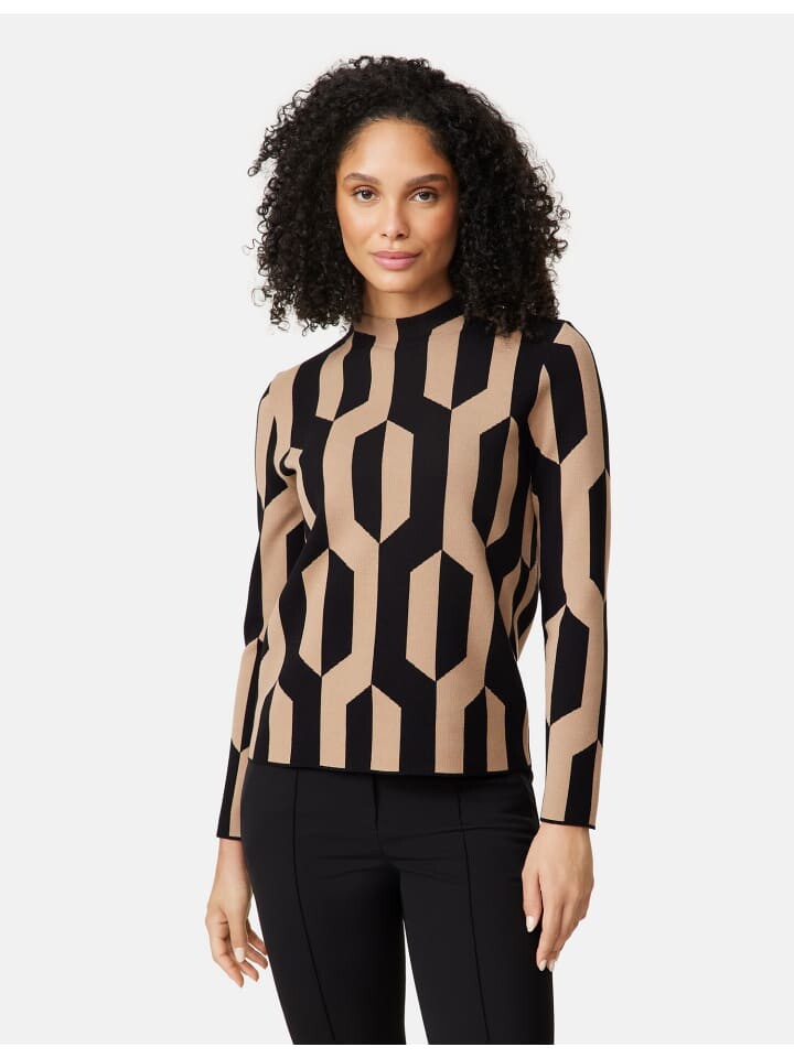 

Пуловер Gerry Weber Langarm Rundhals, цвет black/camel jacquard