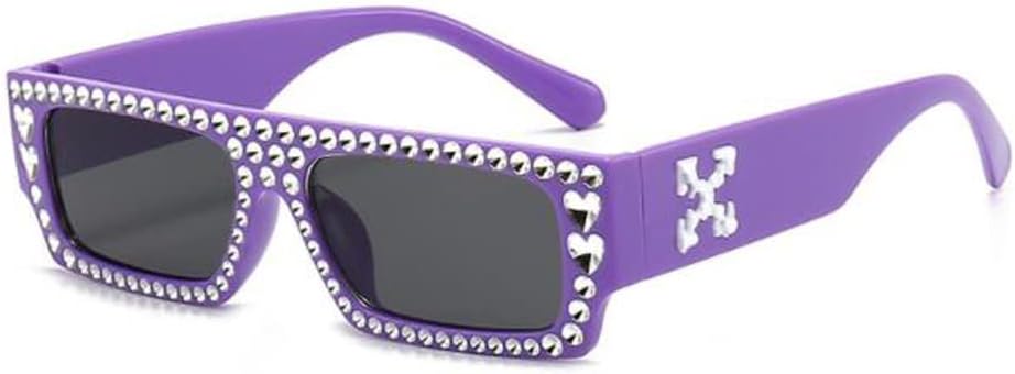 

Солнцезащитные очки PUB маленького квадратного прямоугольного размера с имитацией бриллиантов и широкими дужками, солнцезащитные очки для мужчин и женщин, Purple Frame Black Grey Flakes